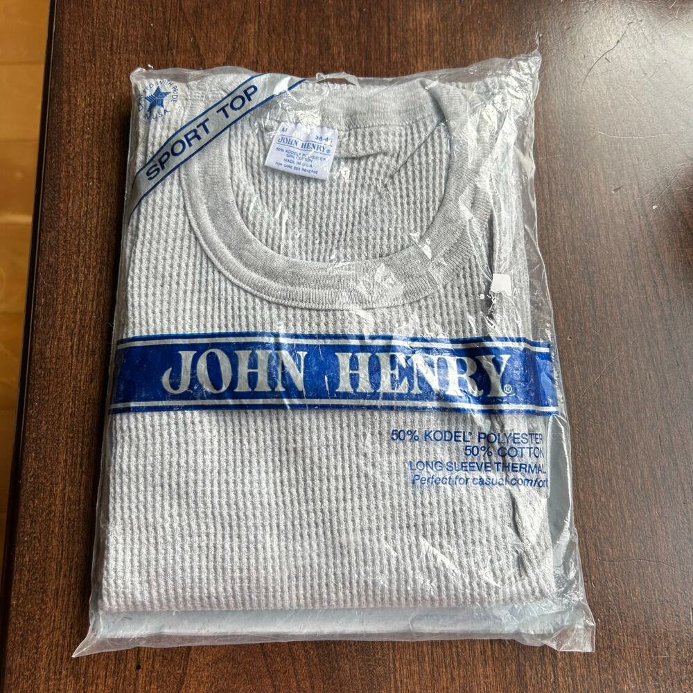 NEW Vintage John Henry 50/50 38-40 Medium Thermal Heavyweight Long Sleeve Shirt